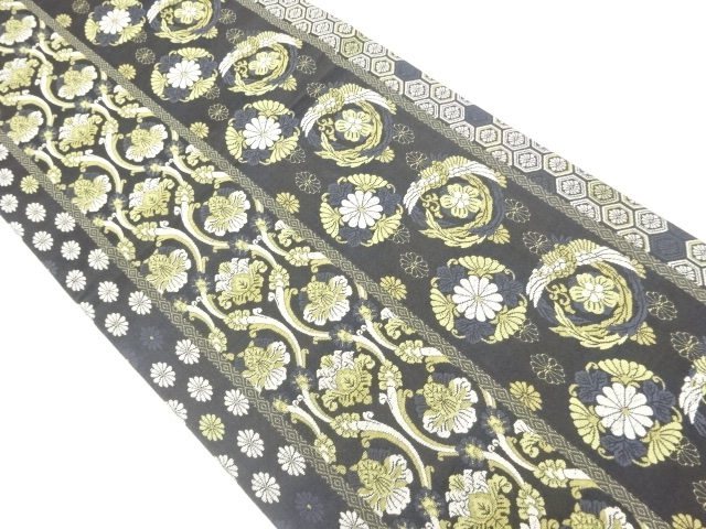 JAPANESE KIMONO / FUKURO OBI / SILK / WOVEN FLOWERS & BIRDS